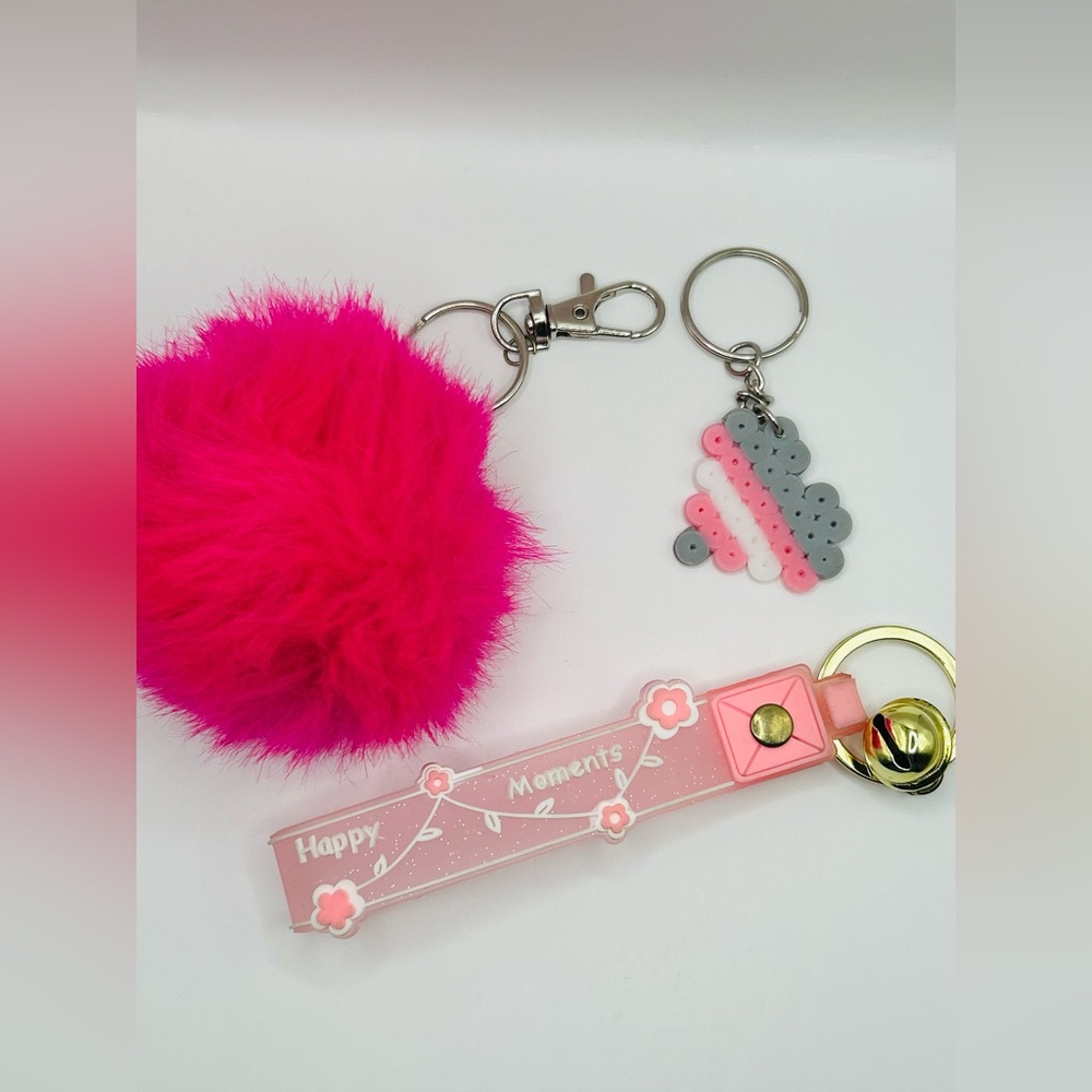 THREE FOR $10 SALE 🎀Set of Three Pink Like New Keychains🎀